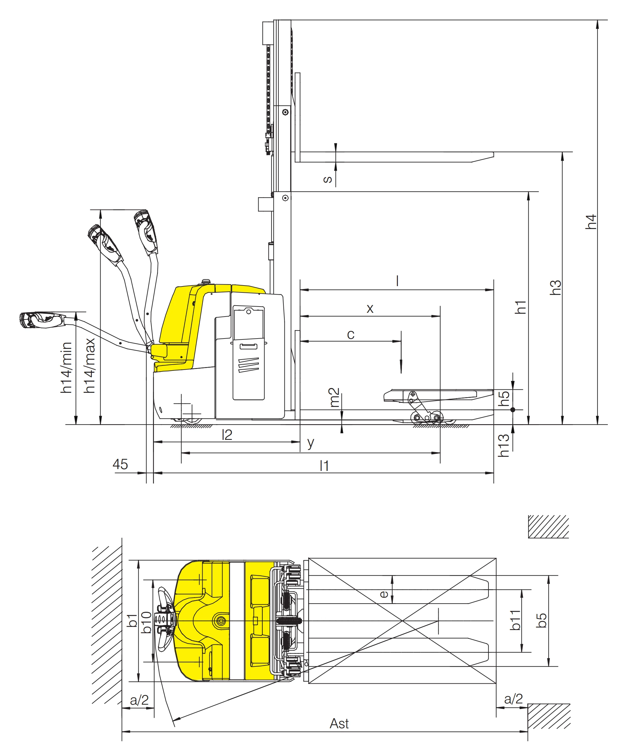 Rafknúinn brettatjakkur EPV20-I/EPV20LD-I með 800–2500 mm lyftihæð
