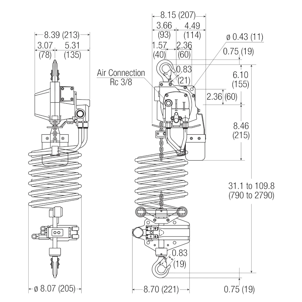 ENDO ATC-60K-5 og ATC-125K-5 ATEX loftknúin keðjutalía